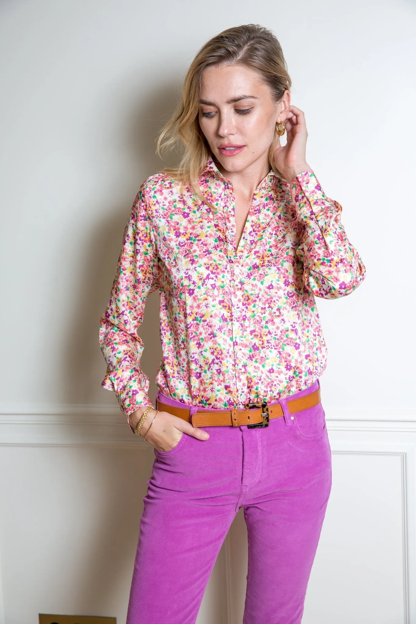 Chemisier Canelle soyeux - fleurs multi