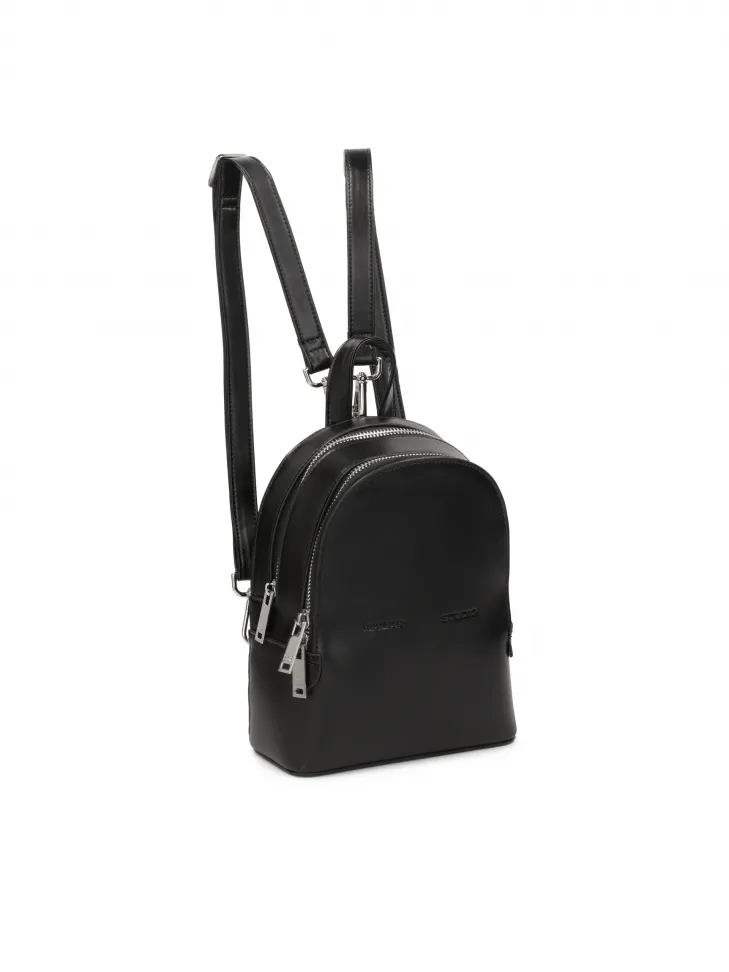 Petit sac à dos en cuir rigide noir
