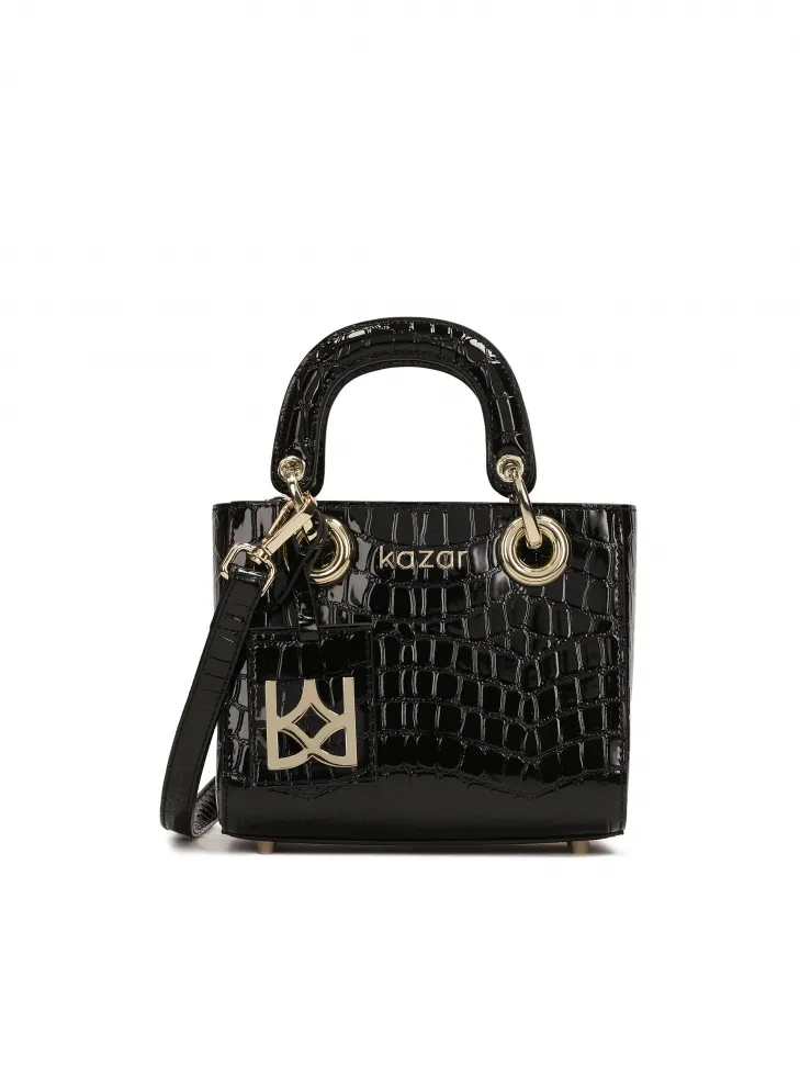 Petit sac à main rigide en cuir gaufré