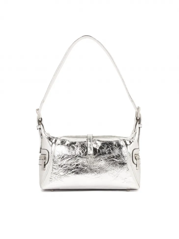 Sac à main en cuir métallisé argenté
